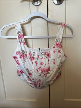 Floral Corsette Top in White and Pink